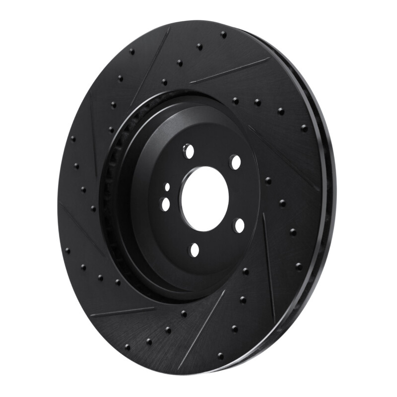 Mercedes-Benz E450 Brake Rotor (1) - Rear Right - R1 Concepts - Drilled & Slotted - Black - `17-`23